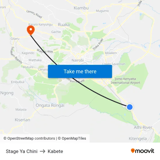 Stage  Ya Chini to Kabete map