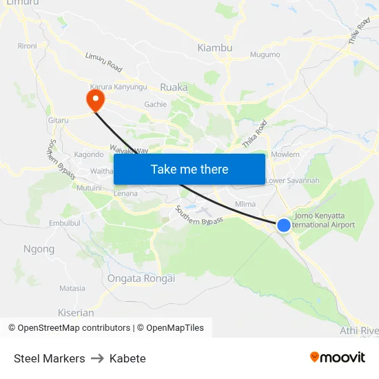 Steel Markers to Kabete map