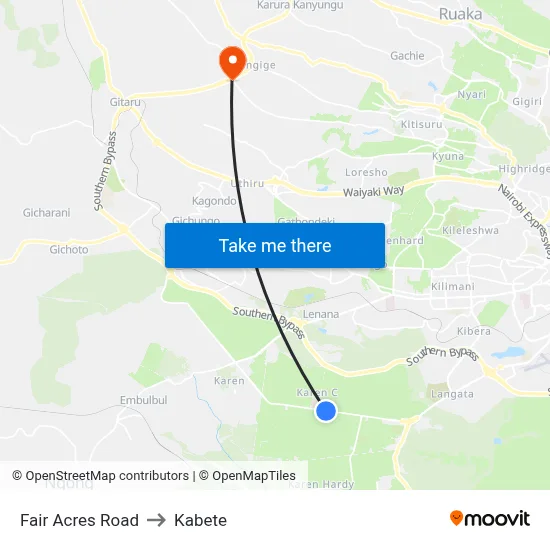 Fair Acres Road to Kabete map
