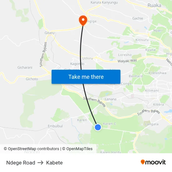 Ndege Road to Kabete map