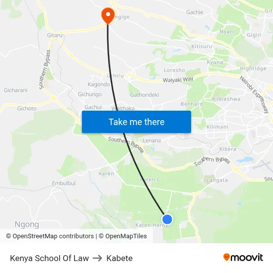 Kenya School Of Law to Kabete map