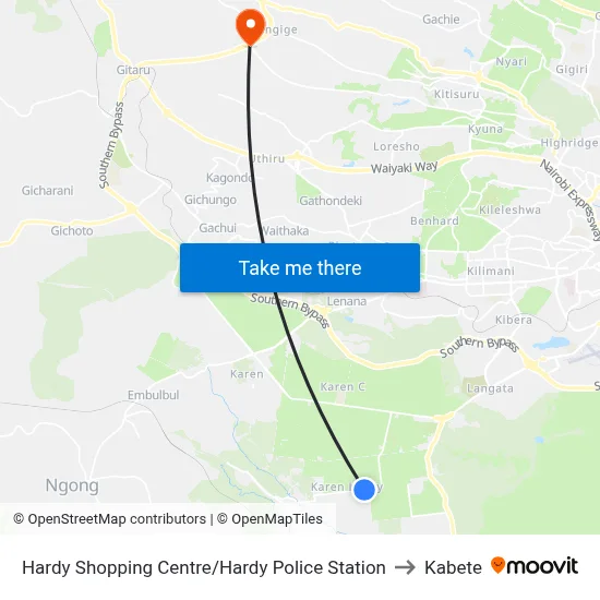Hardy Shopping Centre/Hardy Police Station to Kabete map