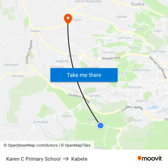Karen C Primary School to Kabete map