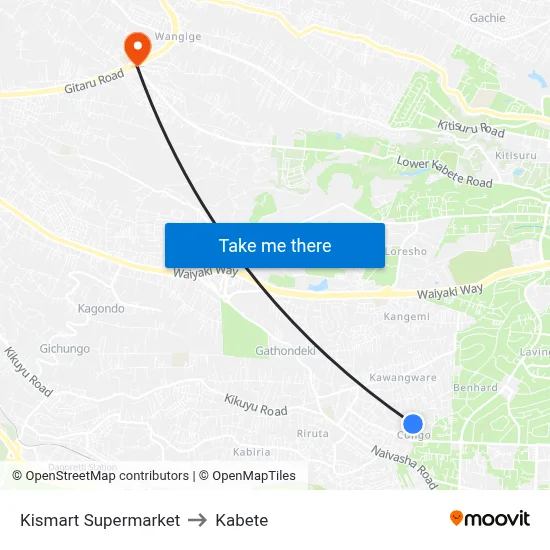 Kismart  Supermarket to Kabete map