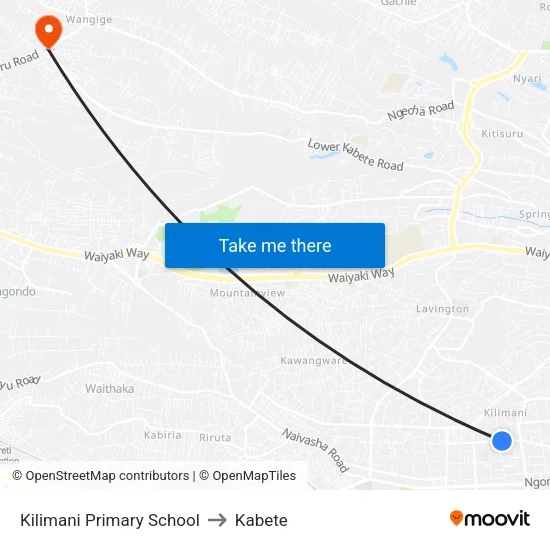Kilimani Primary School to Kabete map