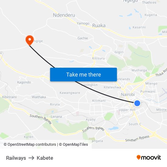 Railways to Kabete map