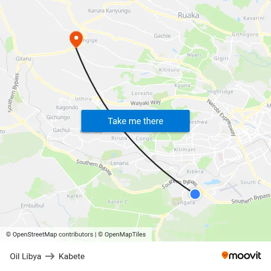 Oil Libya to Kabete map