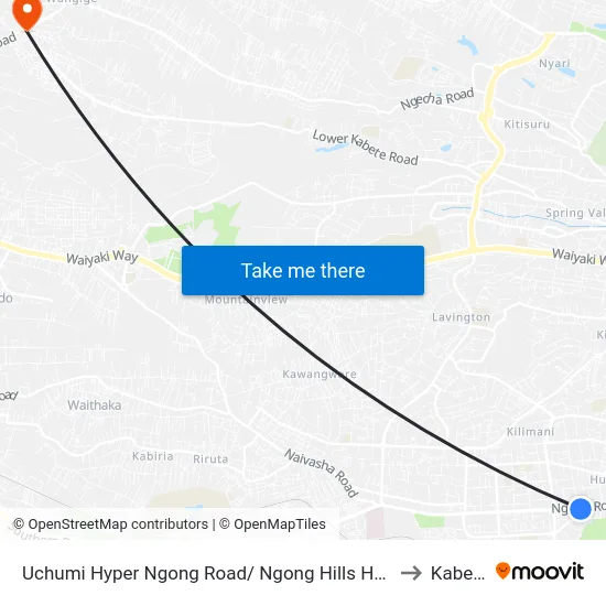 Uchumi Hyper Ngong Road/ Ngong Hills Hotel to Kabete map