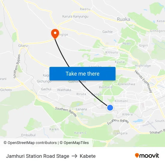 Jamhuri Station Road Stage to Kabete map