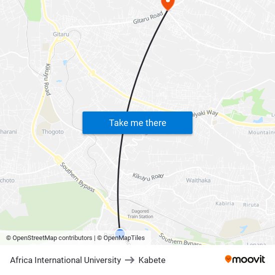 Africa International University to Kabete map