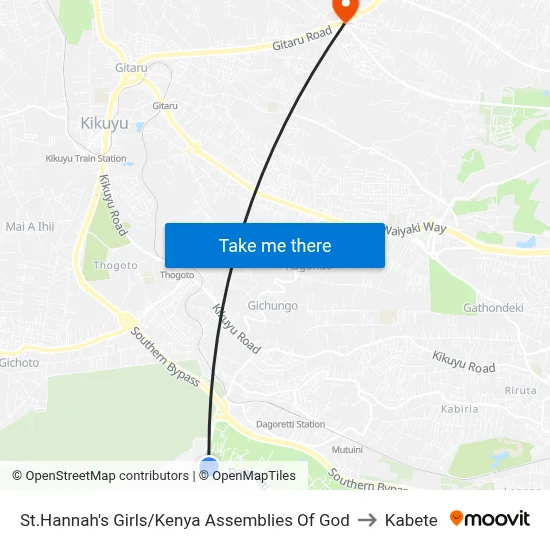 St.Hannah's Girls/Kenya Assemblies Of God to Kabete map