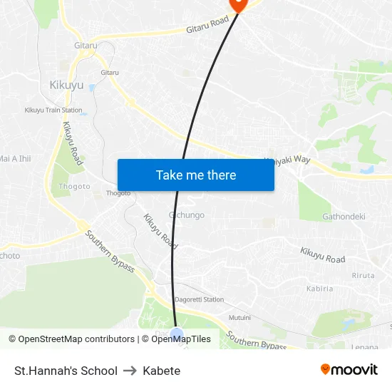 St.Hannah's School to Kabete map