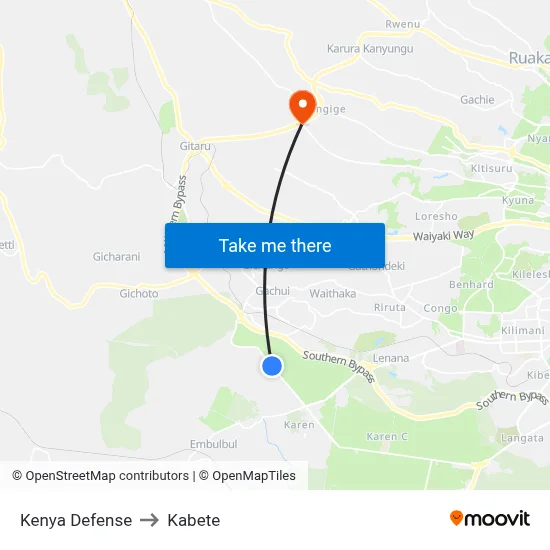 Kenya Defense to Kabete map
