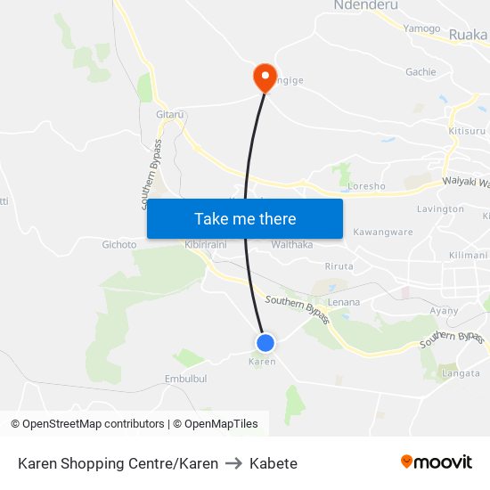 Karen Shopping Centre/Karen to Kabete map