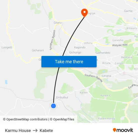 Karmu House to Kabete map