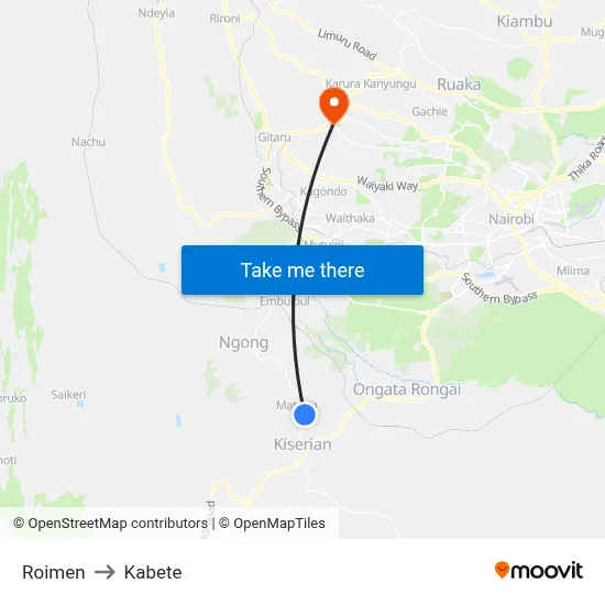 Roimen to Kabete map