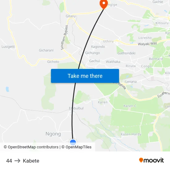 44 to Kabete map