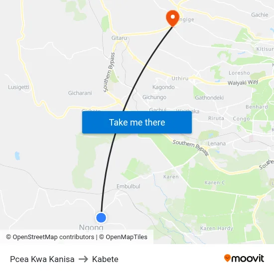 Pcea Kwa Kanisa to Kabete map