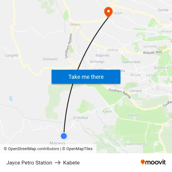 Jayce Petro Station to Kabete map