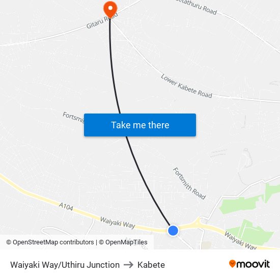 Waiyaki Way/Uthiru Junction to Kabete map