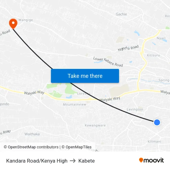 Kandara Road/Kenya High to Kabete map
