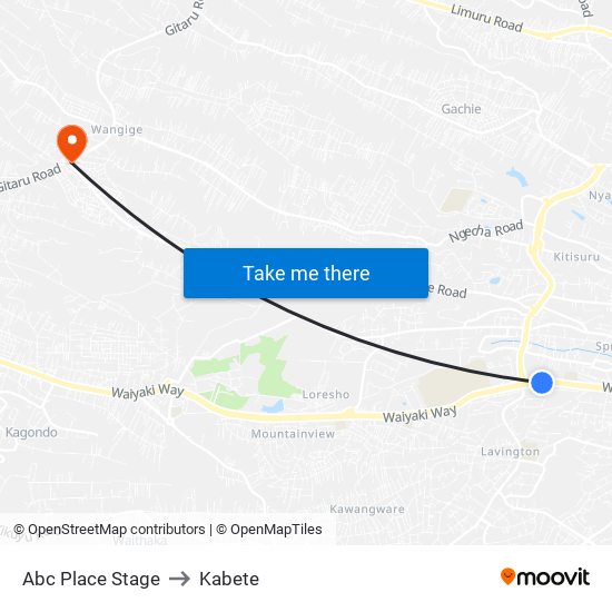 Abc Place Stage to Kabete map