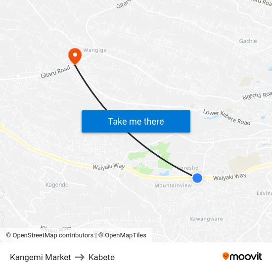 Kangemi Market to Kabete map
