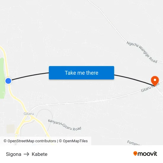 Sigona to Kabete map