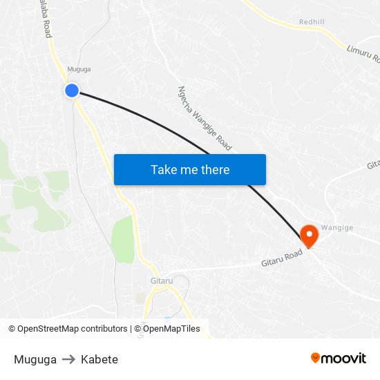 Muguga to Kabete map