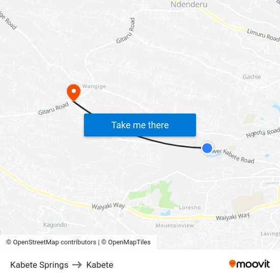 Kabete Springs to Kabete map