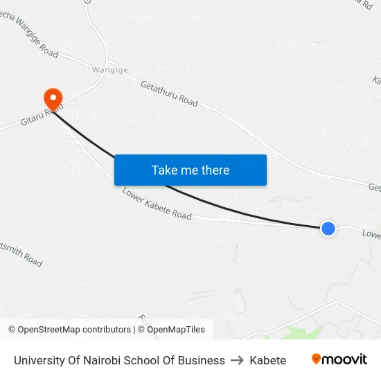 University Of Nairobi School Of Business to Kabete map