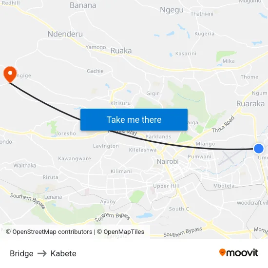 Bridge to Kabete map
