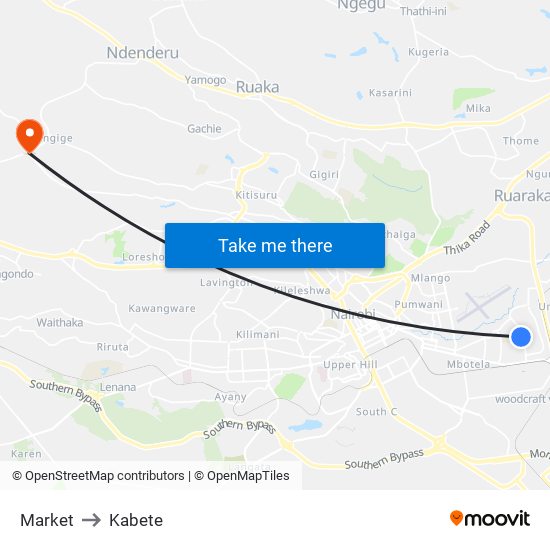 Market to Kabete map