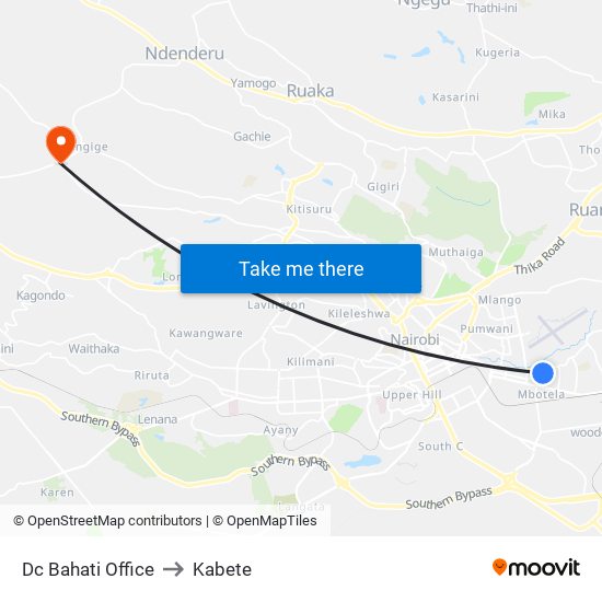 Dc Bahati Office to Kabete map