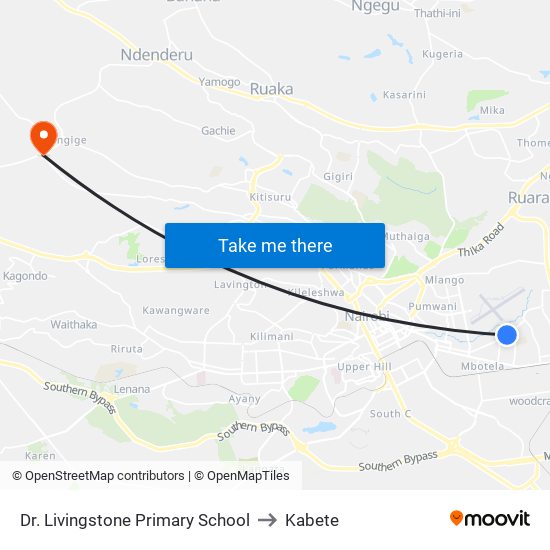 Dr. Livingstone Primary School to Kabete map