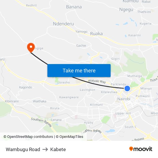 Wambugu Road to Kabete map