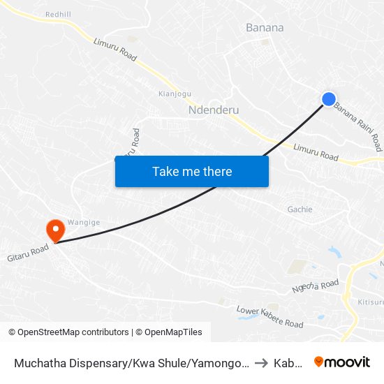 Muchatha Dispensary/Kwa Shule/Yamongo Drive to Kabete map