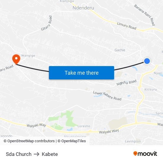 Sda Church to Kabete map