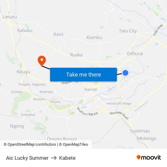 Aic Lucky Summer to Kabete map