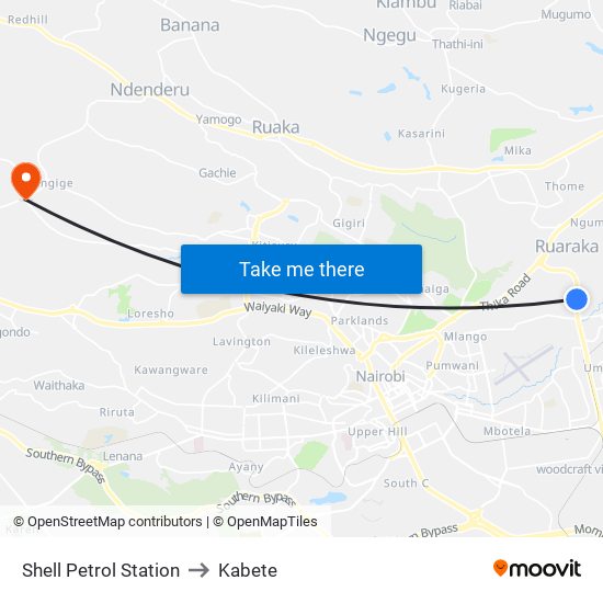Shell Petrol Station to Kabete map
