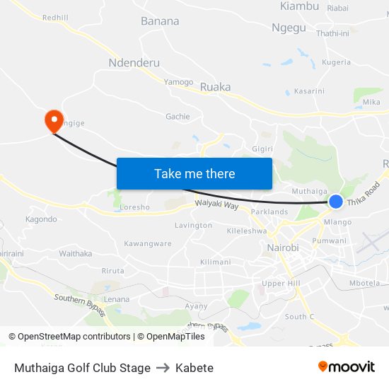 Muthaiga Golf Club Stage to Kabete map