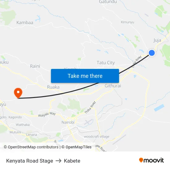Kenyata Road Stage to Kabete map