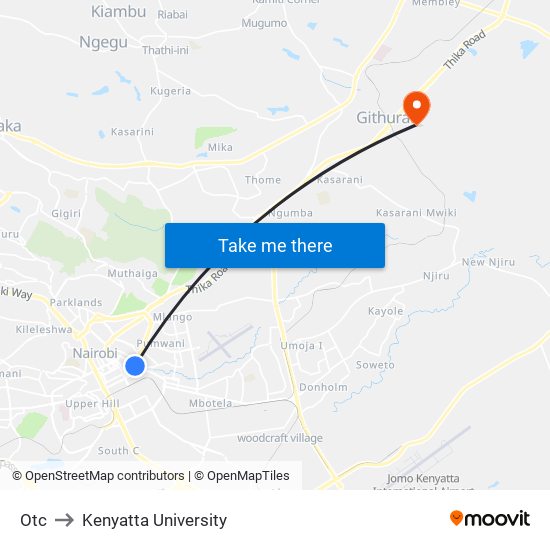 Otc to Kenyatta University map