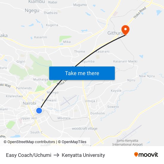 Easy Coach/Uchumi to Kenyatta University map