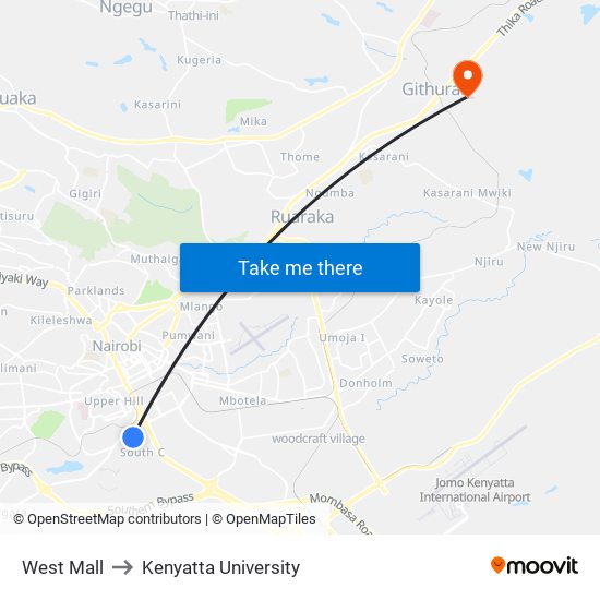 West Mall to Kenyatta University map