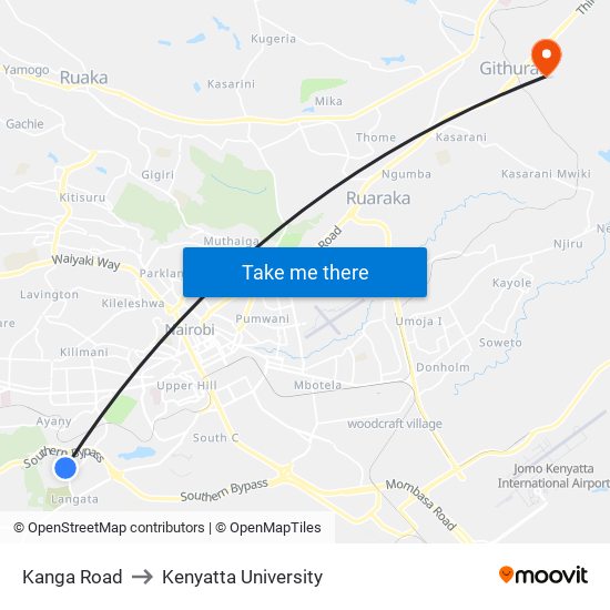 Kanga Road to Kenyatta University map