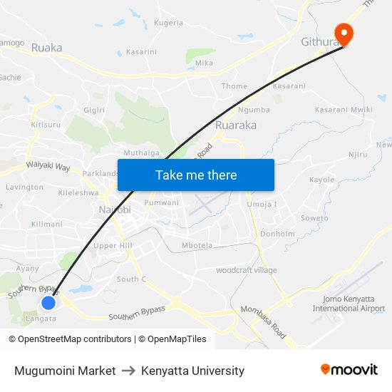 Mugumoini Market to Kenyatta University map