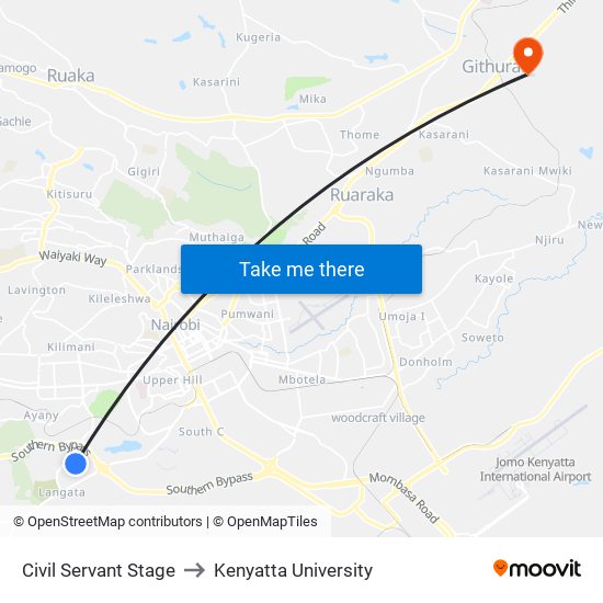 Civil Servant Stage to Kenyatta University map