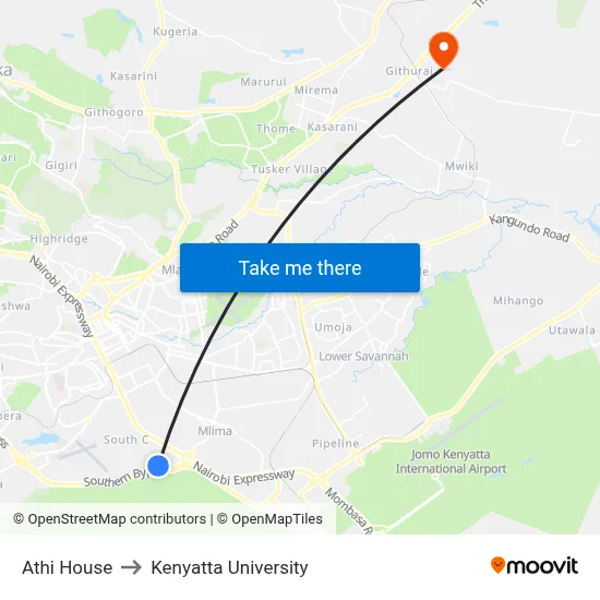 Athi House to Kenyatta University map