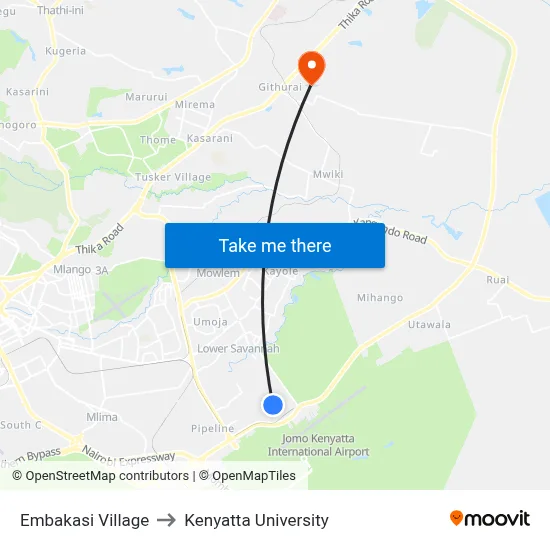 Embakasi Village to Kenyatta University map